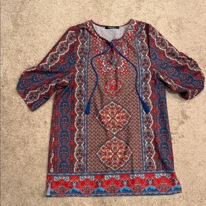 Bohemian Red and Blue Mini Dress